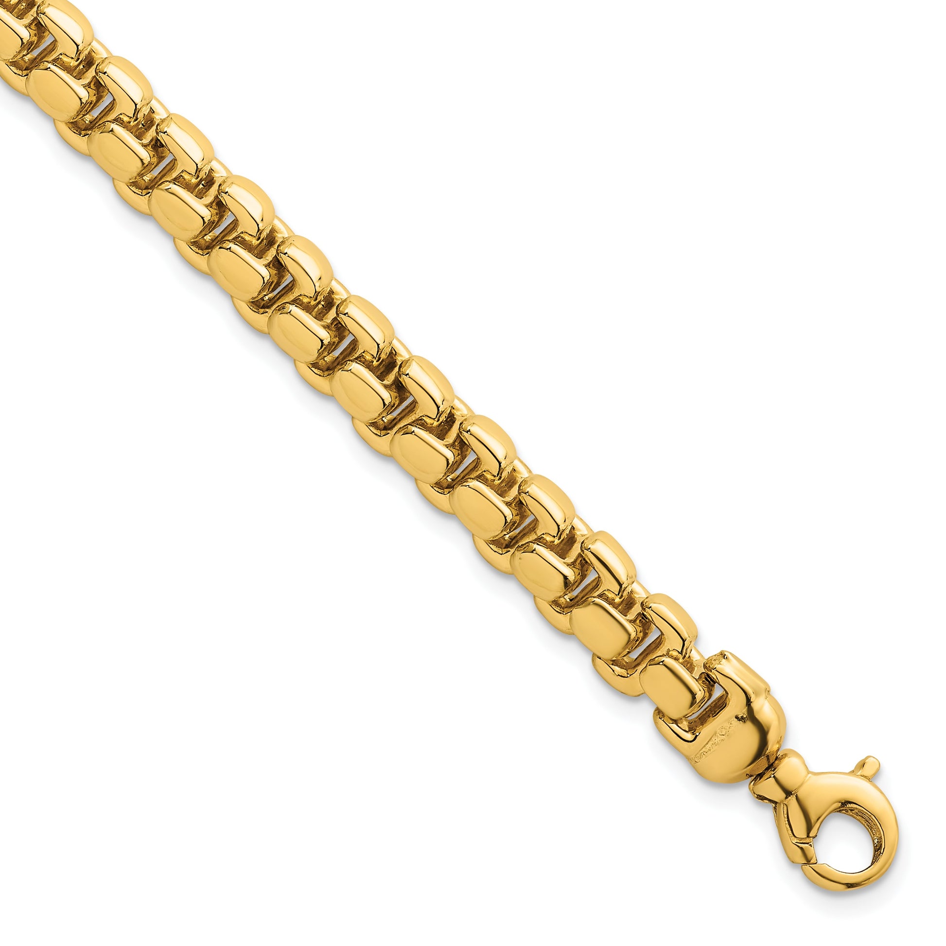 14k Polished 7.5mm Fancy Rounded Box Link 8 inch Bracelet