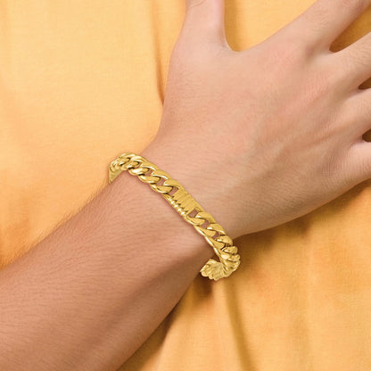 14k Polished 8.75mm Fancy Curb Chain 8.5 inch Mens Bracelet