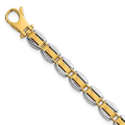 14k Two-tone Polished 6.65mm Fancy Link 8 inch Bracelet