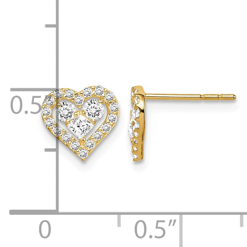 14k Madi K CZ Heart Childrens Post Earrings