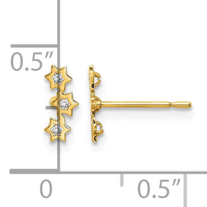 14k Madi K Stars CZ Childrens Post Earrings