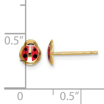 14k Madi K Small Red and Black Enamel Ladybug Post Earrings