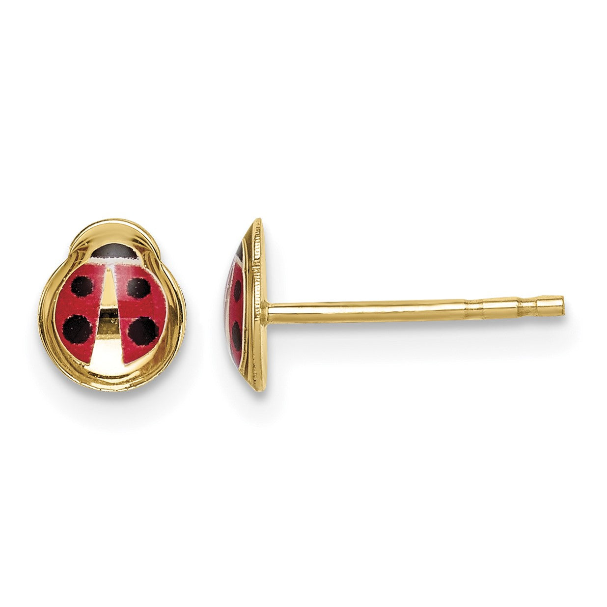 14k Madi K Small Red and Black Enamel Ladybug Post Earrings