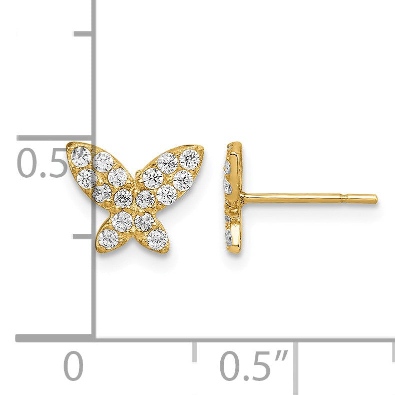 14k Madi K CZ Butterfly Childrens Post Earrings