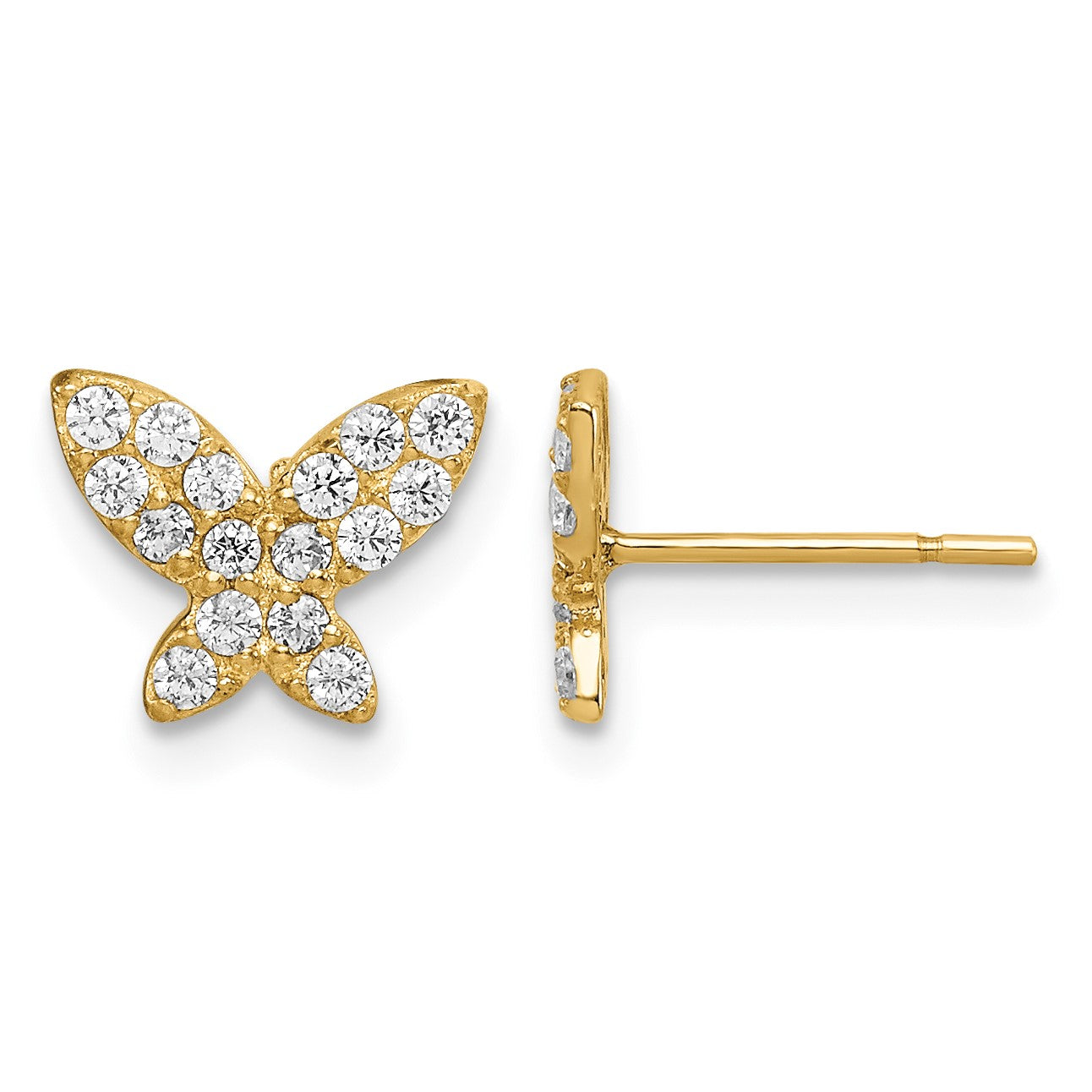 14k Madi K CZ Butterfly Childrens Post Earrings