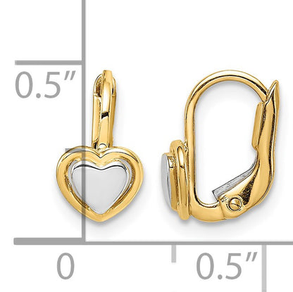 14k Two-Tone Madi K 5.00mm Heart Childrens Leverback Earrings