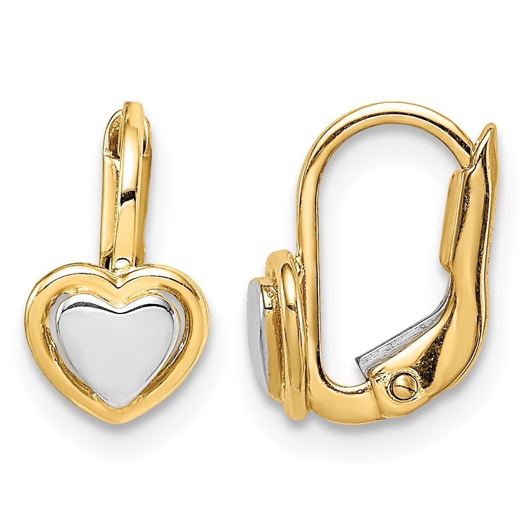 14k Two-Tone Madi K 5.00mm Heart Childrens Leverback Earrings