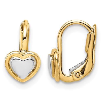 14k Two-Tone Madi K 5.00mm Heart Childrens Leverback Earrings