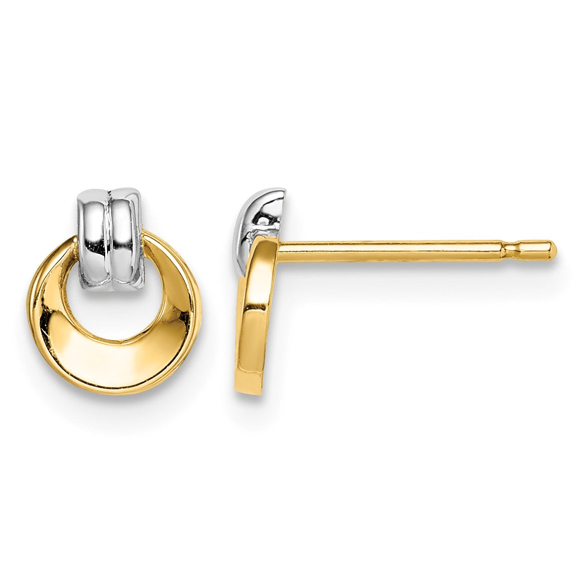 14k and White Rhodium Madi K Circle Doorknocker Post Earrings