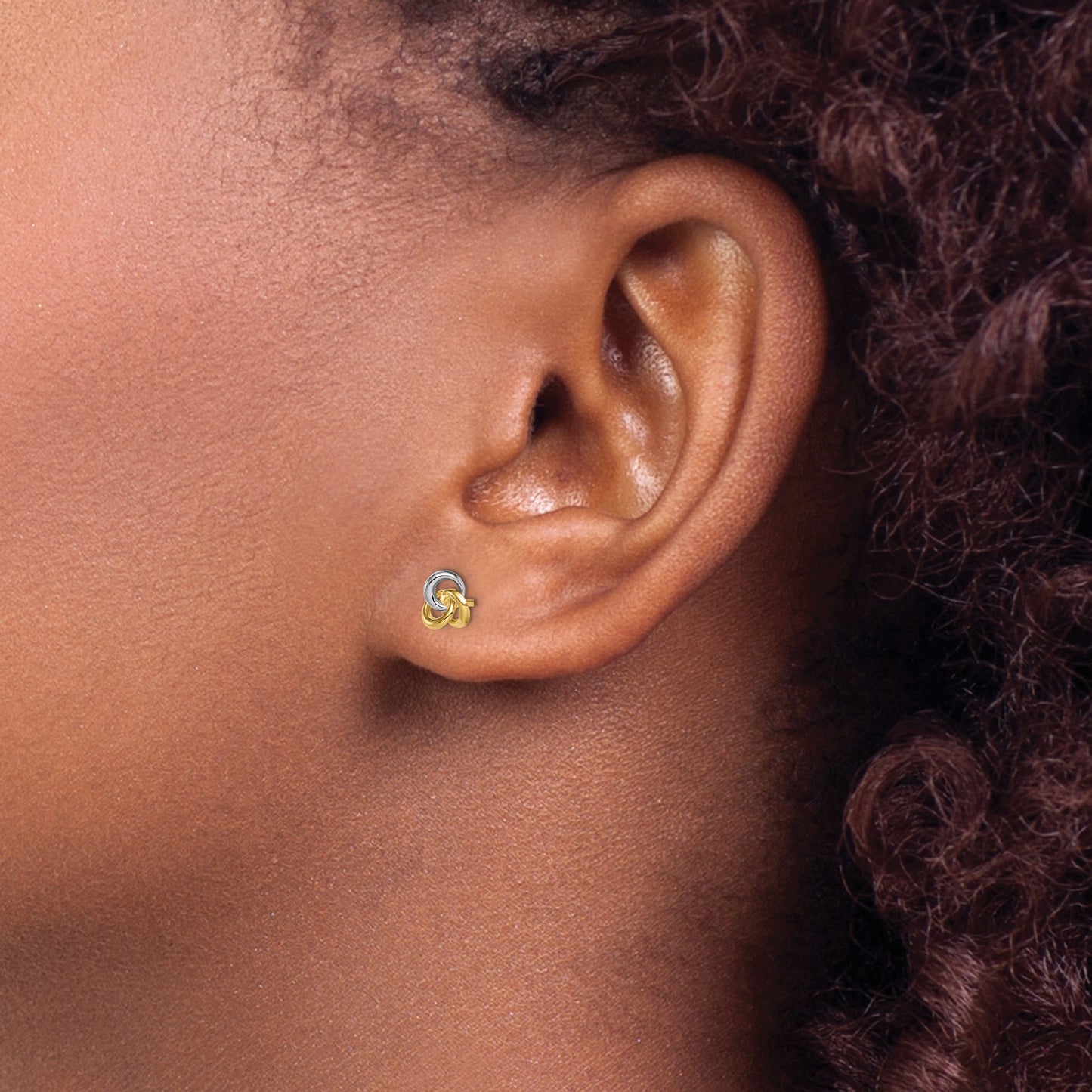 14k and White Rhodium Madi K Love Knot Childrens Post Earrings