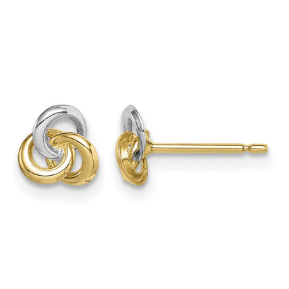 14k and White Rhodium Madi K Love Knot Childrens Post Earrings