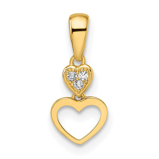 14k Madi K CZ Hearts Dangle Pendant