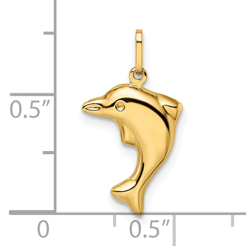 14k Polished 3-D Dolphin Pendant
