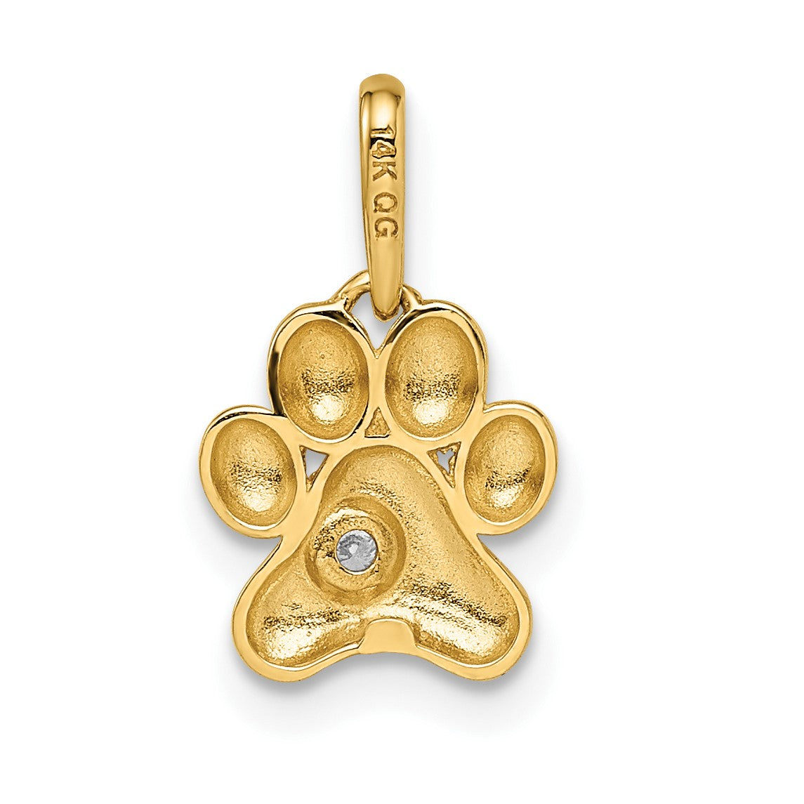 14k Madi K CZ Paw Print Childrens Pendant