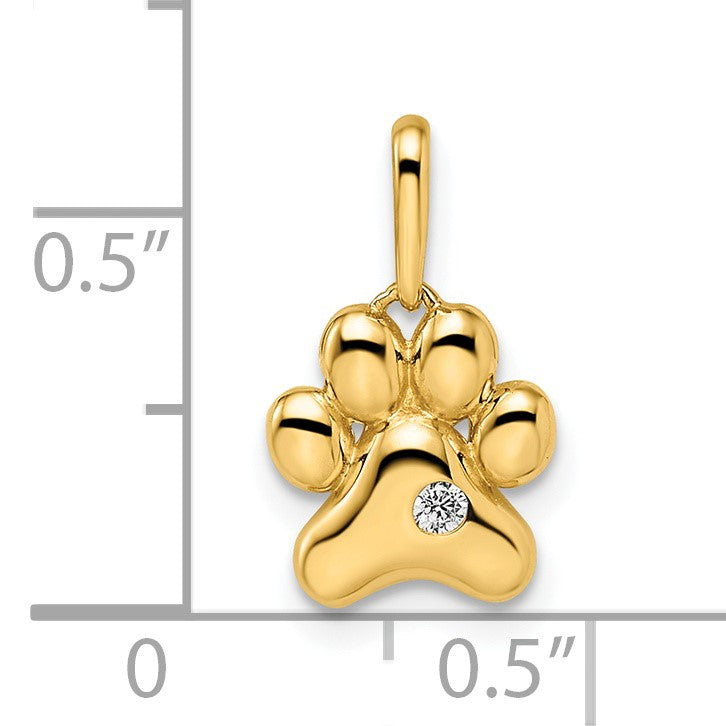 14k Madi K CZ Paw Print Childrens Pendant