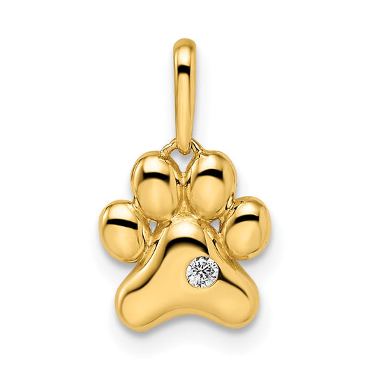 14k Madi K CZ Paw Print Childrens Pendant