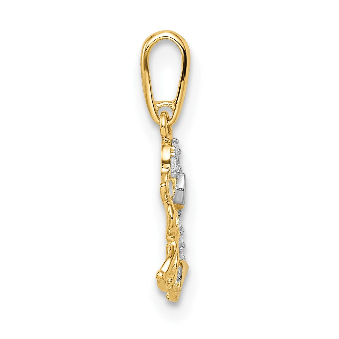 14K and White Rhodium Madi K CZ Dog and Puppy Childrens Pendant