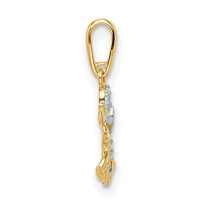 14K and White Rhodium Madi K CZ Dog and Puppy Childrens Pendant