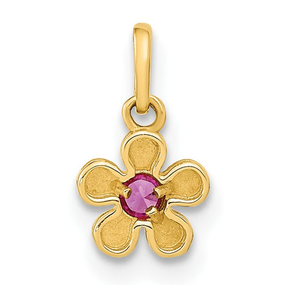 14K Madi K Polished CZ Flower Post Earrings and Flower Pendant Childrens Set