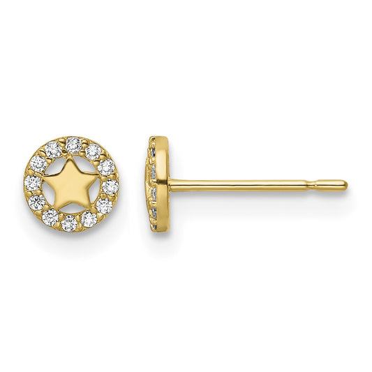 14k Madi K CZ Star Childrens Post Earrings
