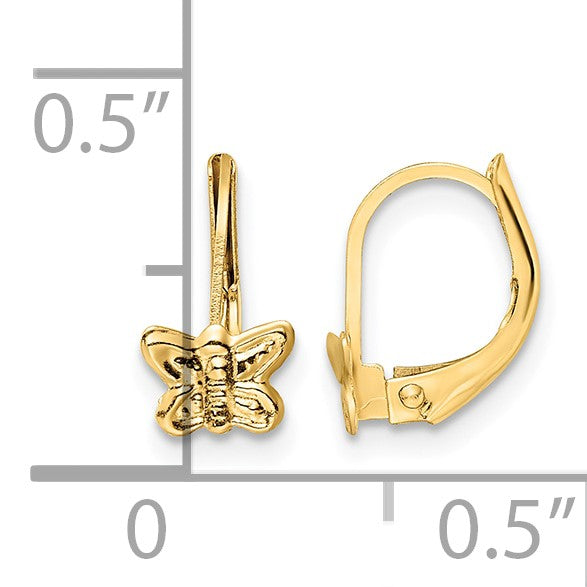 14K Madi K Polished Butterfly Childrens Leverback Earrings