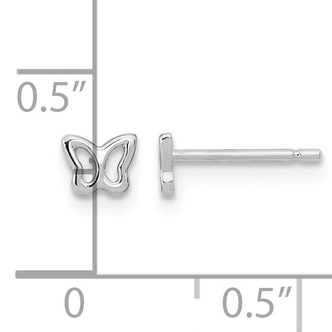 14K White Gold Madi K Tiny Butterfly Childrens Post Earrings
