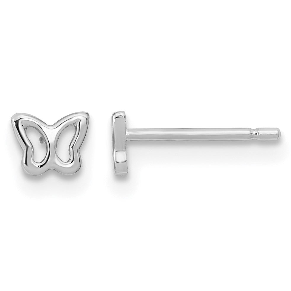 14K White Gold Madi K Tiny Butterfly Childrens Post Earrings
