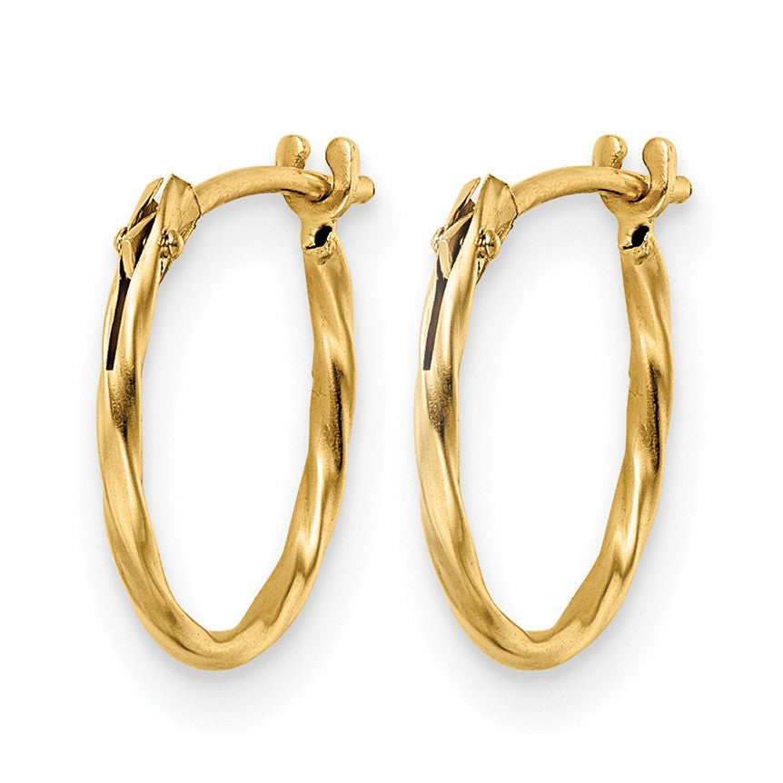 14K Madi K Polished Twisted 1x12mm Hoop Earrings