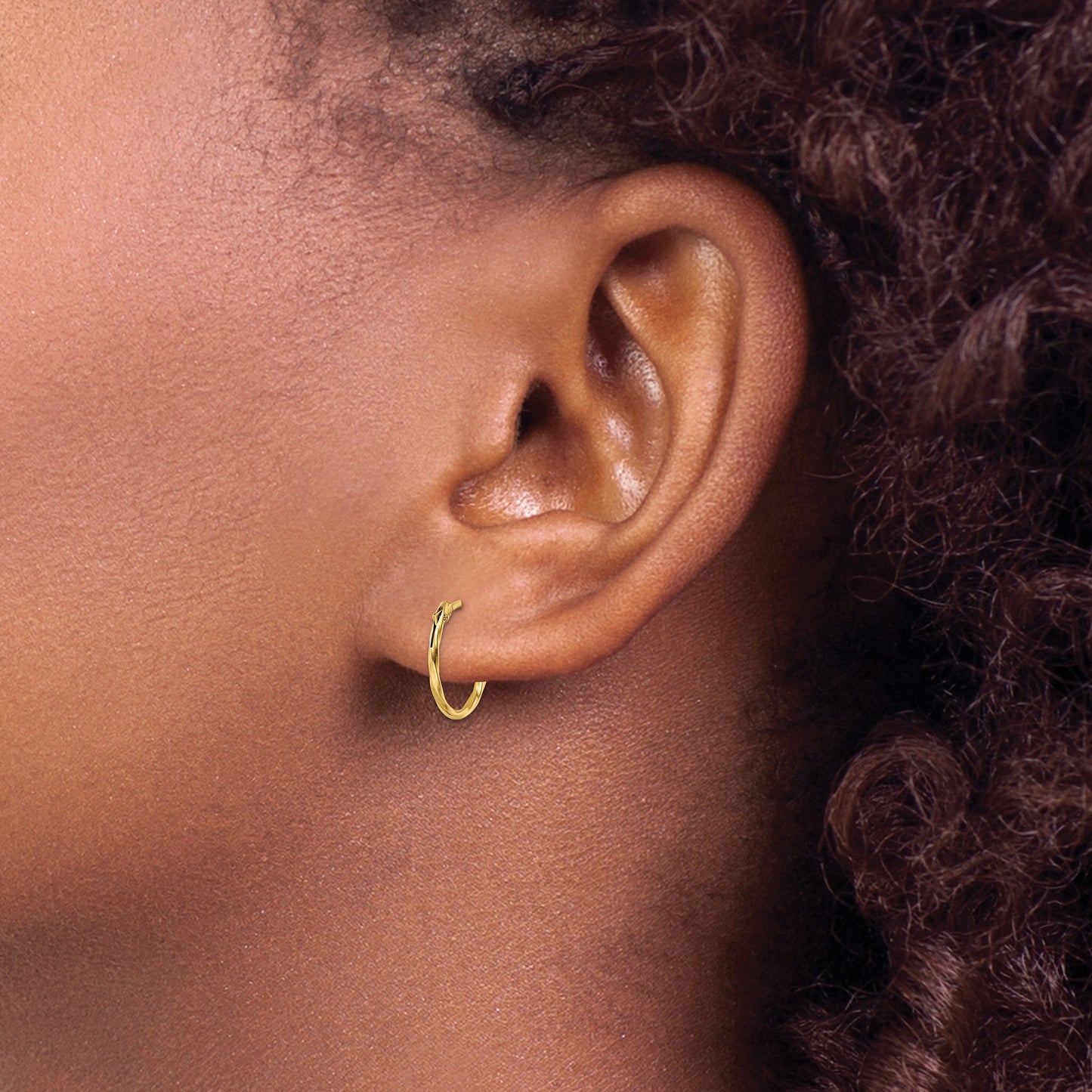 14K Madi K Polished Twisted 1x12mm Hoop Earrings