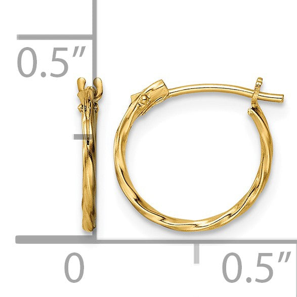 14K Madi K Polished Twisted 1x12mm Hoop Earrings