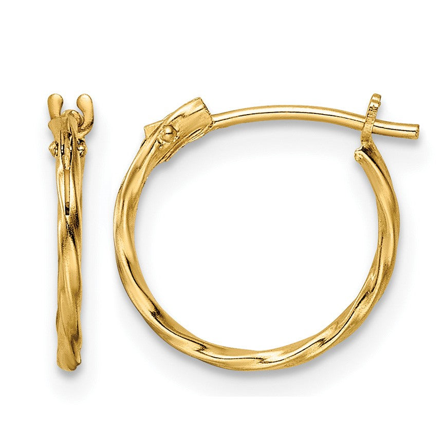 14K Madi K Polished Twisted 1x12mm Hoop Earrings