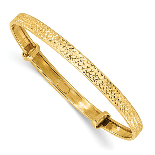 14K Polished Diamond-cut 3.75mm Flexible Baby Bangle