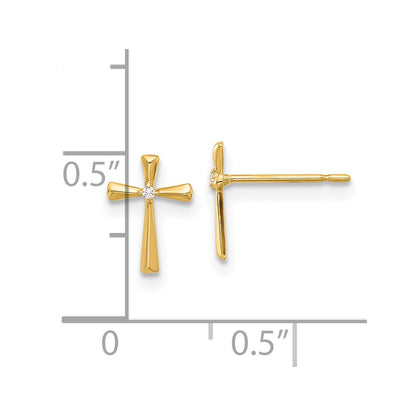 14k Madi K Polished CZ Cross Post Earrings