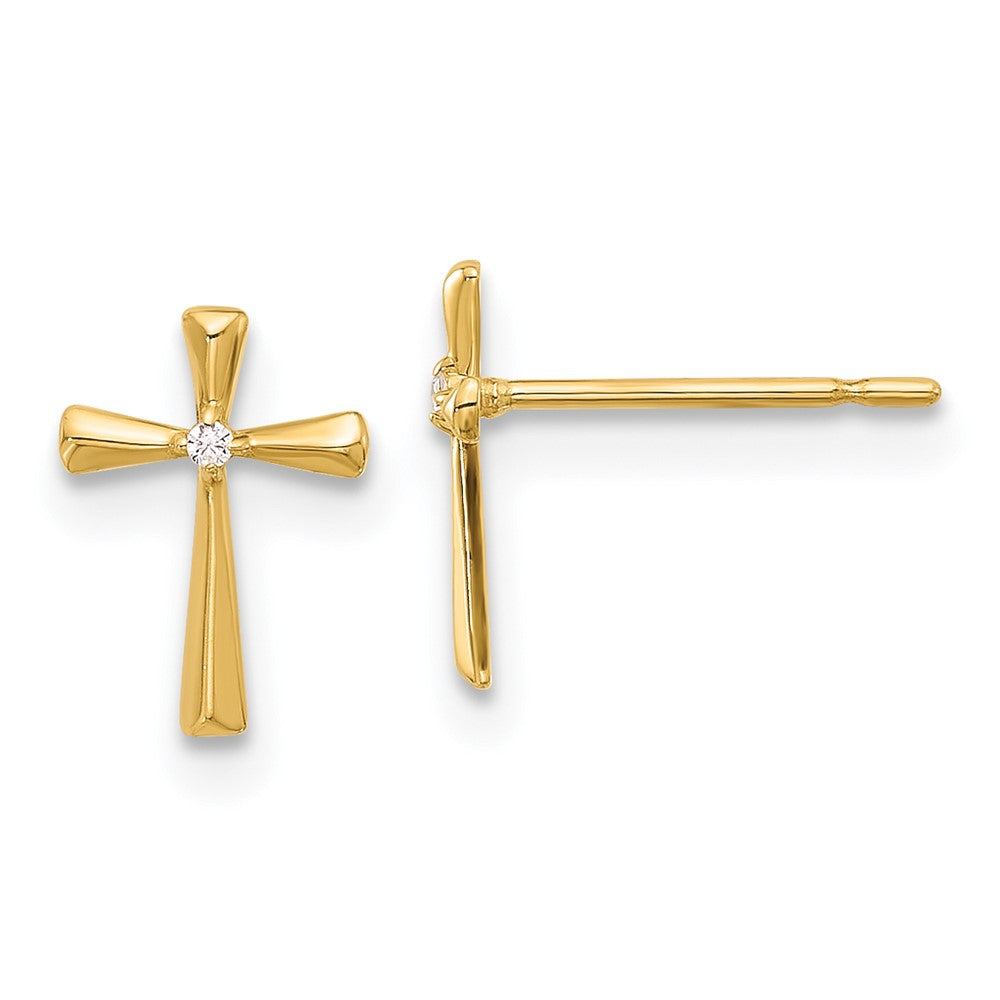 14k Madi K Polished CZ Cross Post Earrings