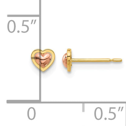 14k Two-Tone Madi K Polished 4mm Heart Childrens Post Earrings
