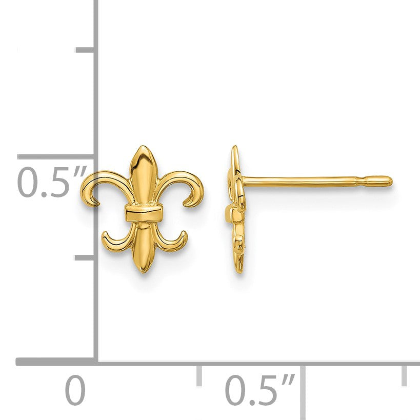 14k Madi K Polished Fleur de Lis Childrens Post Earrings