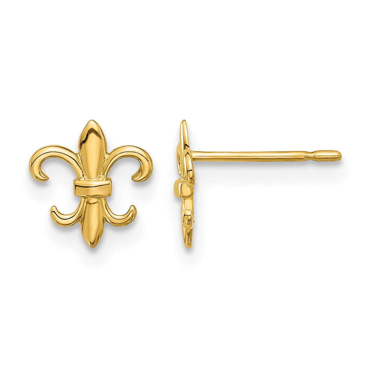 14k Madi K Polished Fleur de Lis Childrens Post Earrings