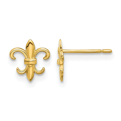 14k Madi K Polished Fleur de Lis Childrens Post Earrings