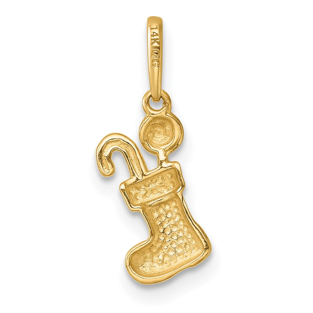 14k Madi K Polished Stocking with Candy Pendant