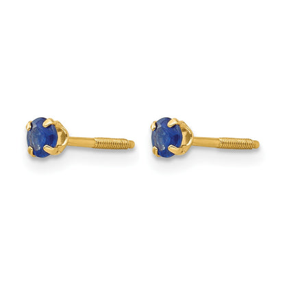 14k Madi K 3mm Round Sapphire Birthstone  Screwback Post Earrings