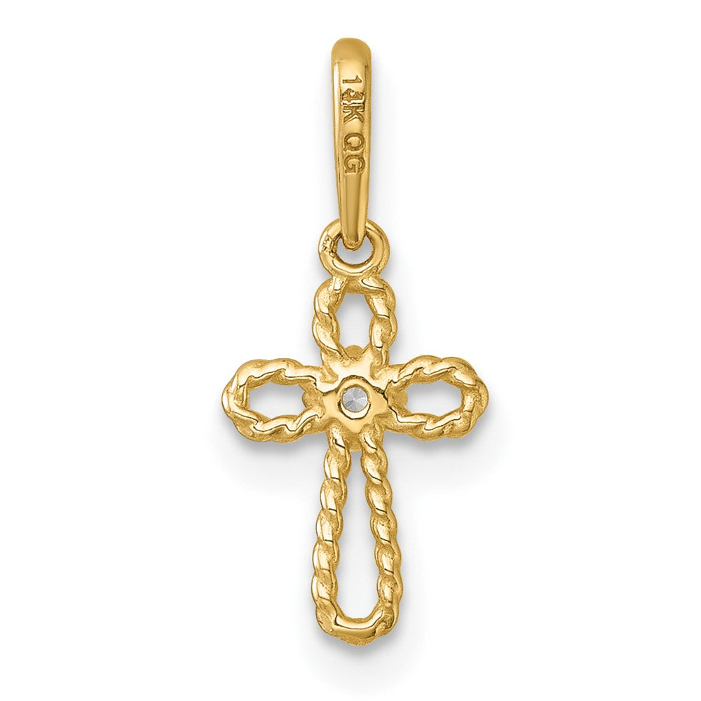 14k Madi K Polished and Twisted Fancy CZ Cross Pendant