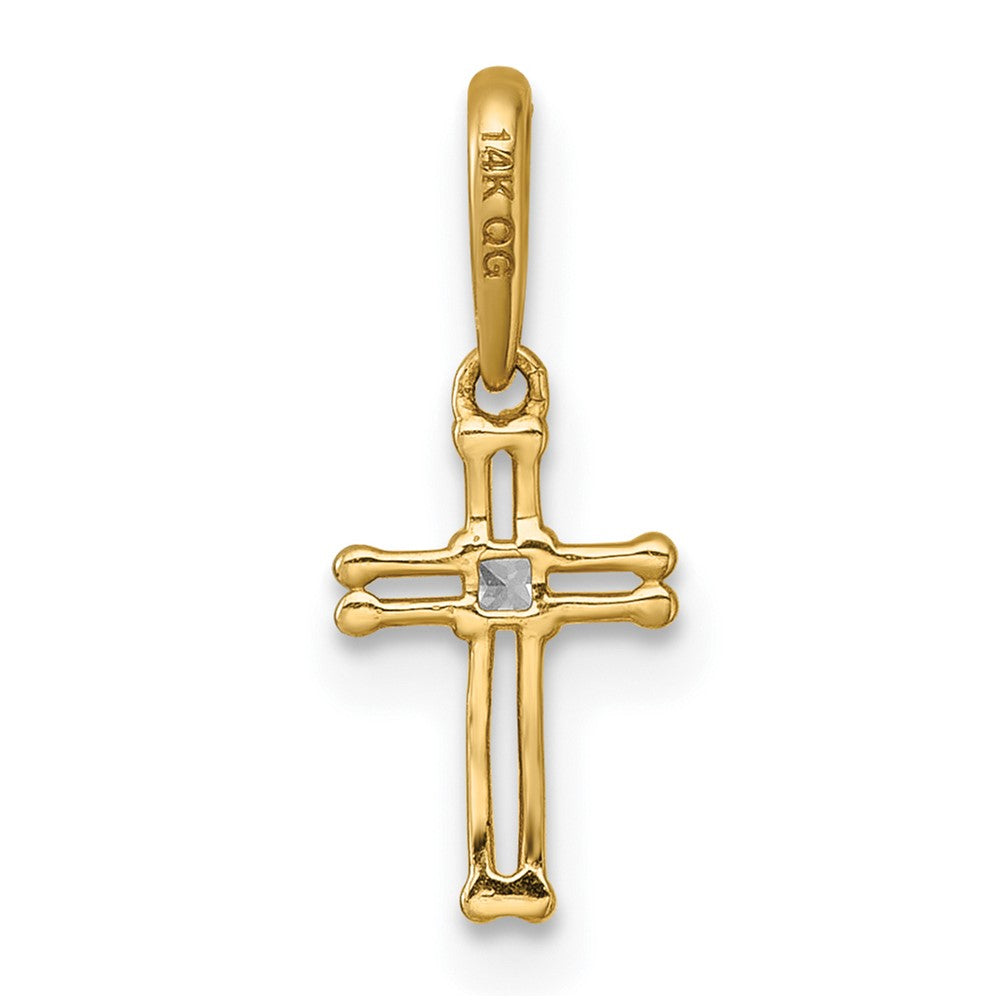 14k Madi K Polished and Beaded CZ Open Cross Pendant