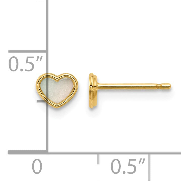 14K Polished Mother of Pearl 5mm Heart Post Earrings
