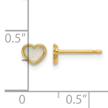 14K Polished Mother of Pearl 5mm Heart Post Earrings