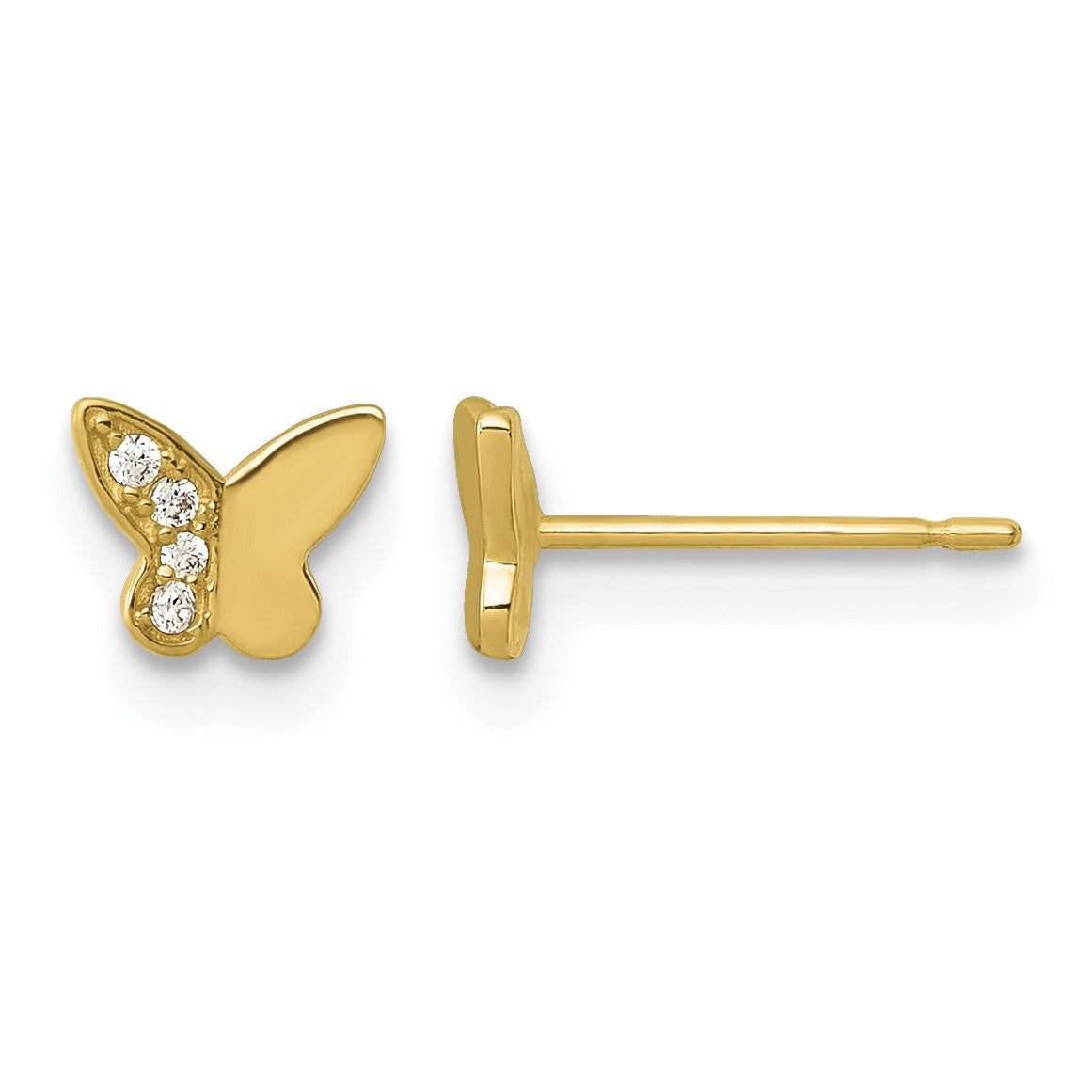 14k Madi K Polished CZ Butterfly Childrens Post Earrings
