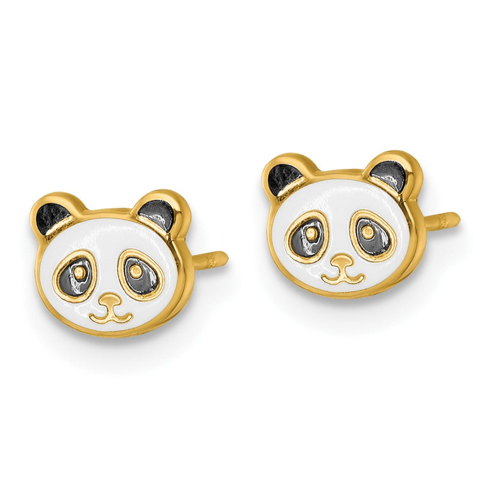 14k Madi K Polished Black & White Enameled Panda Post Earrings