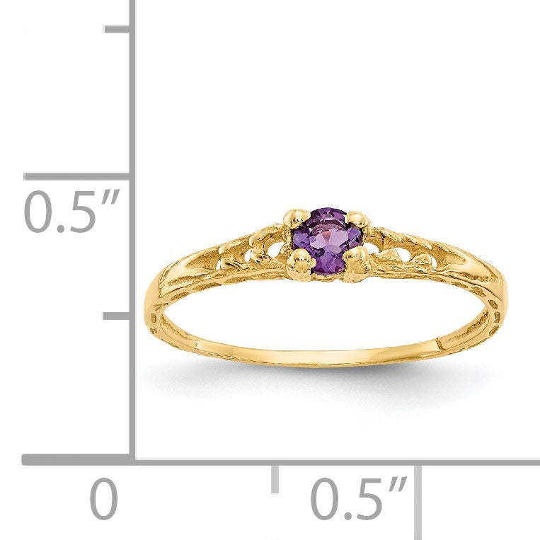 14k Madi K 3mm Amethyst Birthstone Size 3 Baby / Childrens Ring