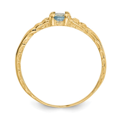 14k Madi K 3mm Aquamarine Birthstone Size 3 Baby / Childrens Ring
