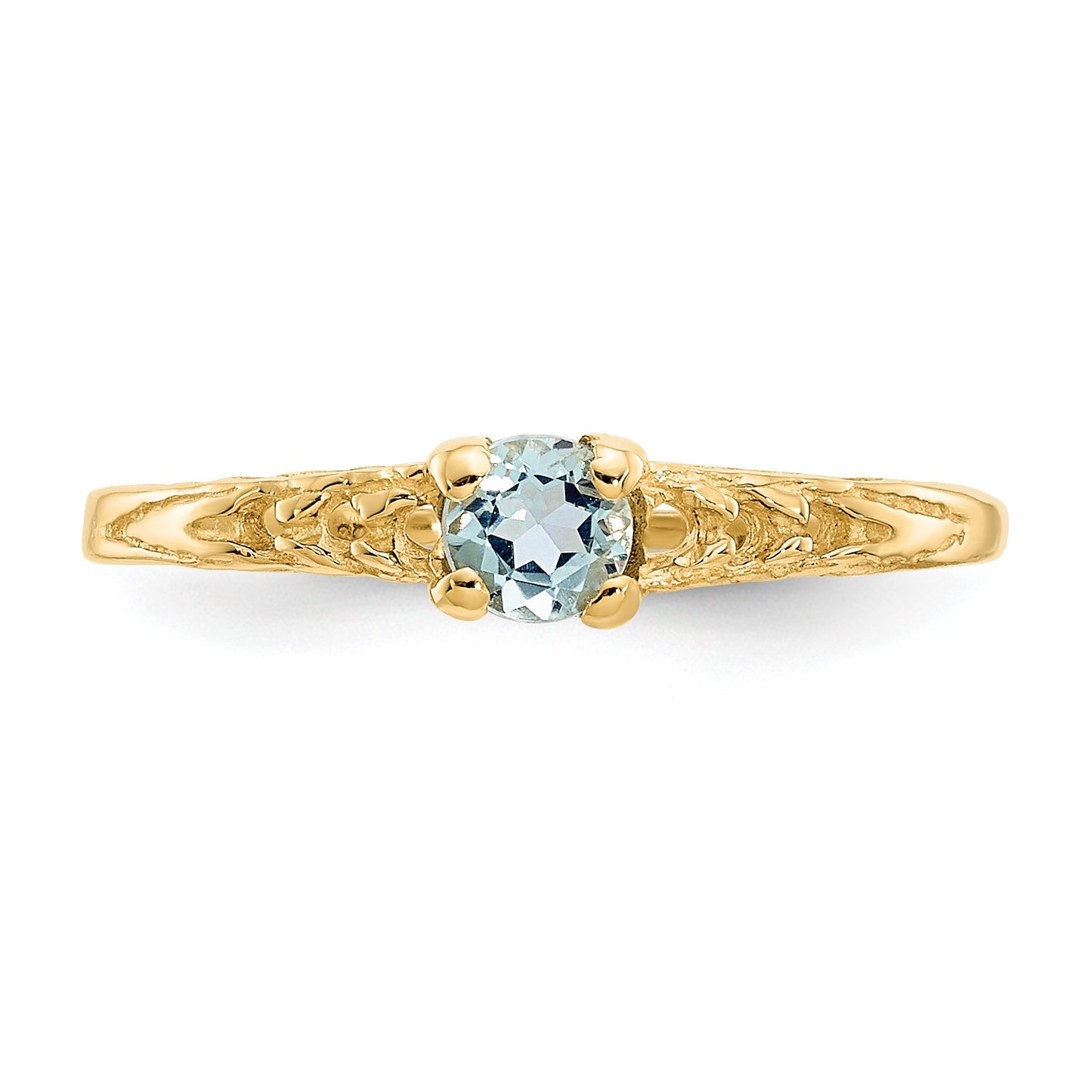 14k Madi K 3mm Aquamarine Birthstone Size 3 Baby / Childrens Ring