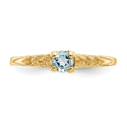 14k Madi K 3mm Aquamarine Birthstone Size 3 Baby / Childrens Ring